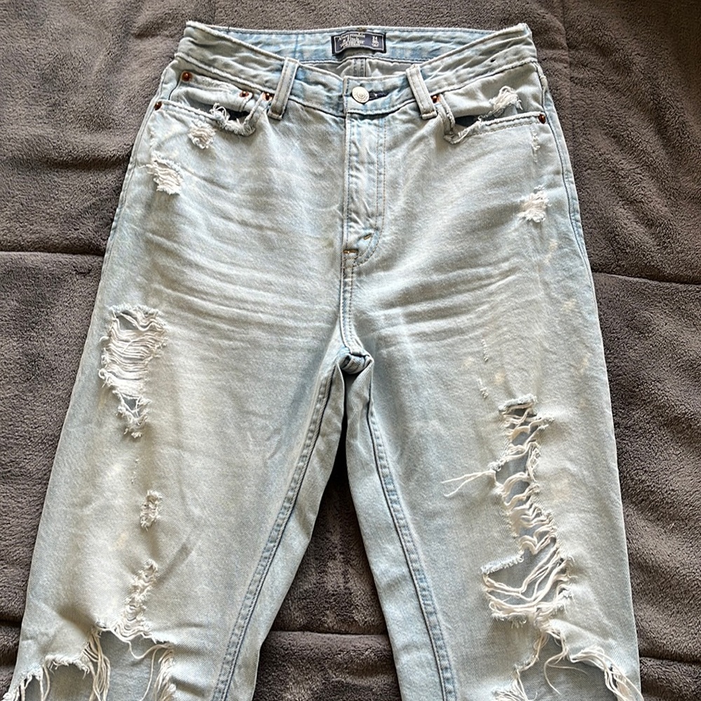 Light Wash Ripped Girlfriend Jeans